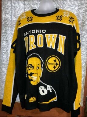 NFL Black and Yellow Antonio Brown Crewneck Sweater